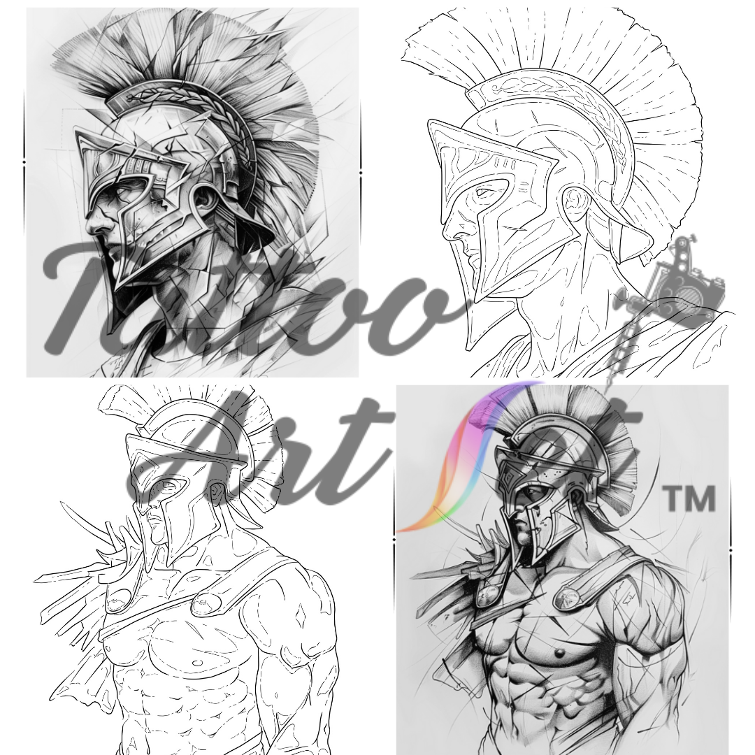 Pochoirs de Tatouage Spartan : Kit de Référence - FR - Tattoo Art Set