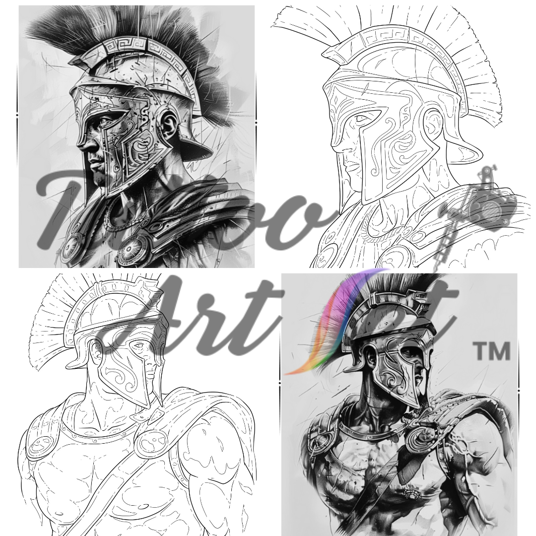 Pochoirs de Tatouage Spartan : Kit de Référence - FR - Tattoo Art Set