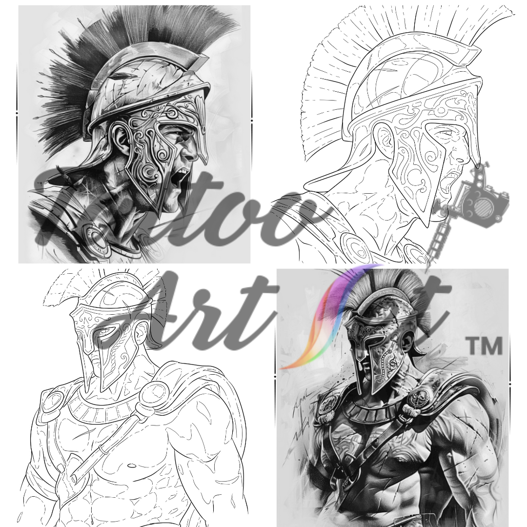 Pochoirs de Tatouage Spartan : Kit de Référence - FR - Tattoo Art Set