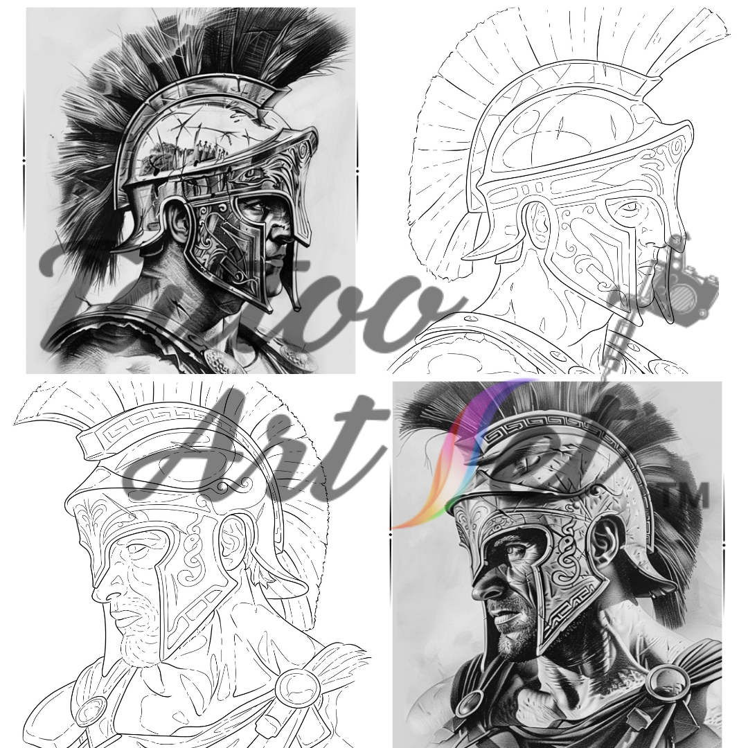 Pochoirs de Tatouage Spartan : Kit de Référence - FR - Tattoo Art Set