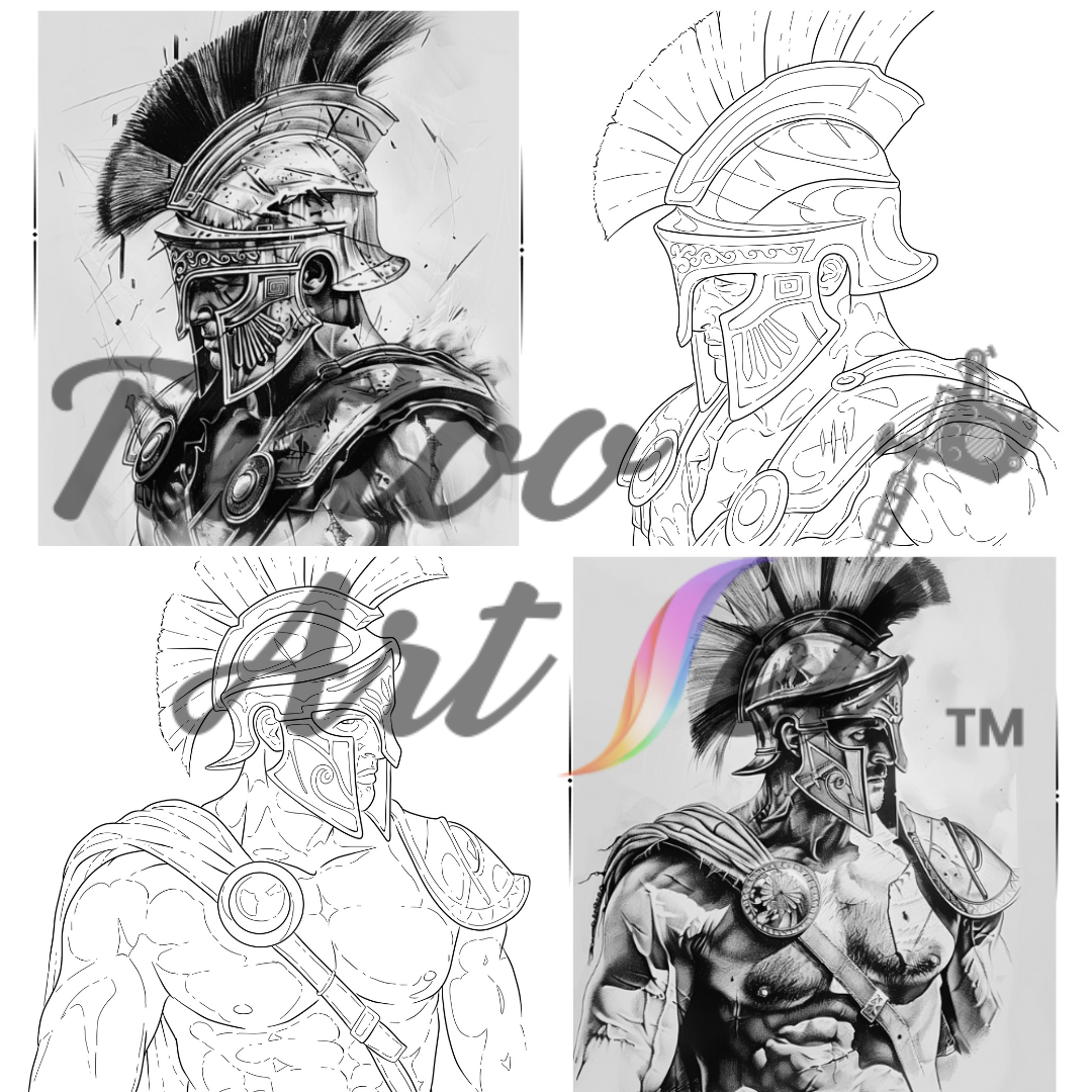 Pochoirs de Tatouage Spartan : Kit de Référence - FR - Tattoo Art Set