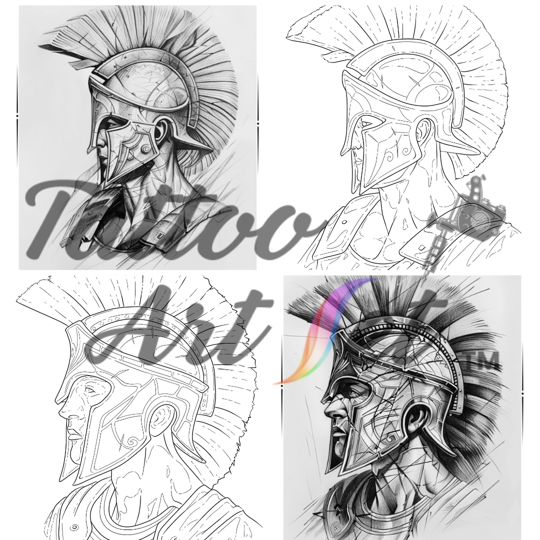 Pochoirs de Tatouage Spartan : Kit de Référence - FR - Tattoo Art Set