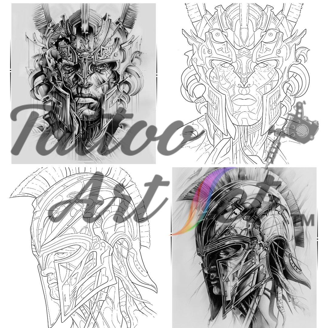 Pochoirs de Tatouage Spartan : Kit de Référence - FR - Tattoo Art Set