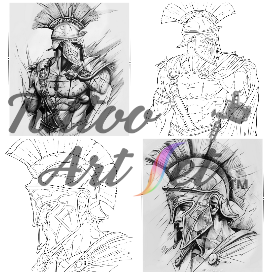 Pochoirs de Tatouage Spartan : Kit de Référence - FR - Tattoo Art Set