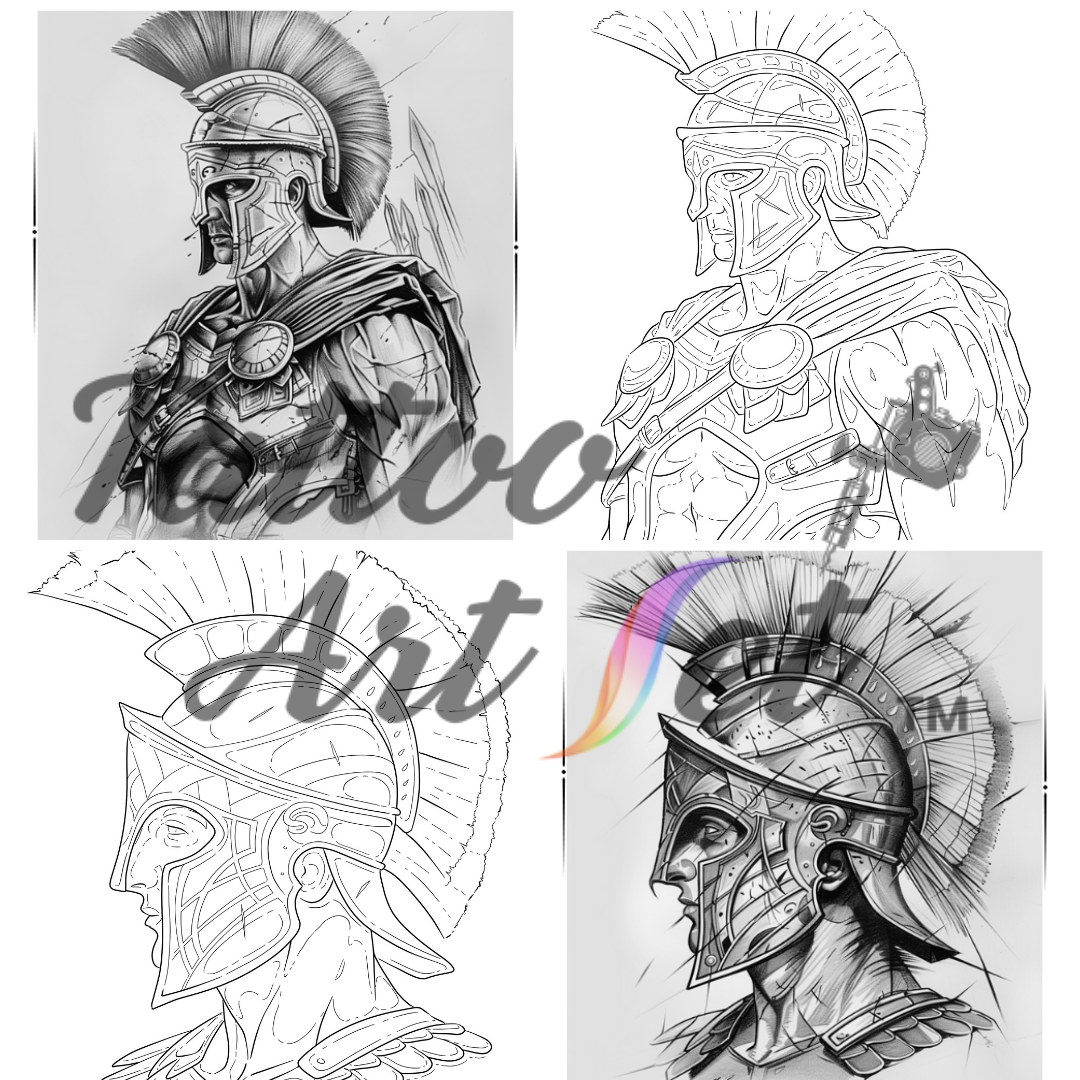 Pochoirs de Tatouage Spartan : Kit de Référence - FR - Tattoo Art Set