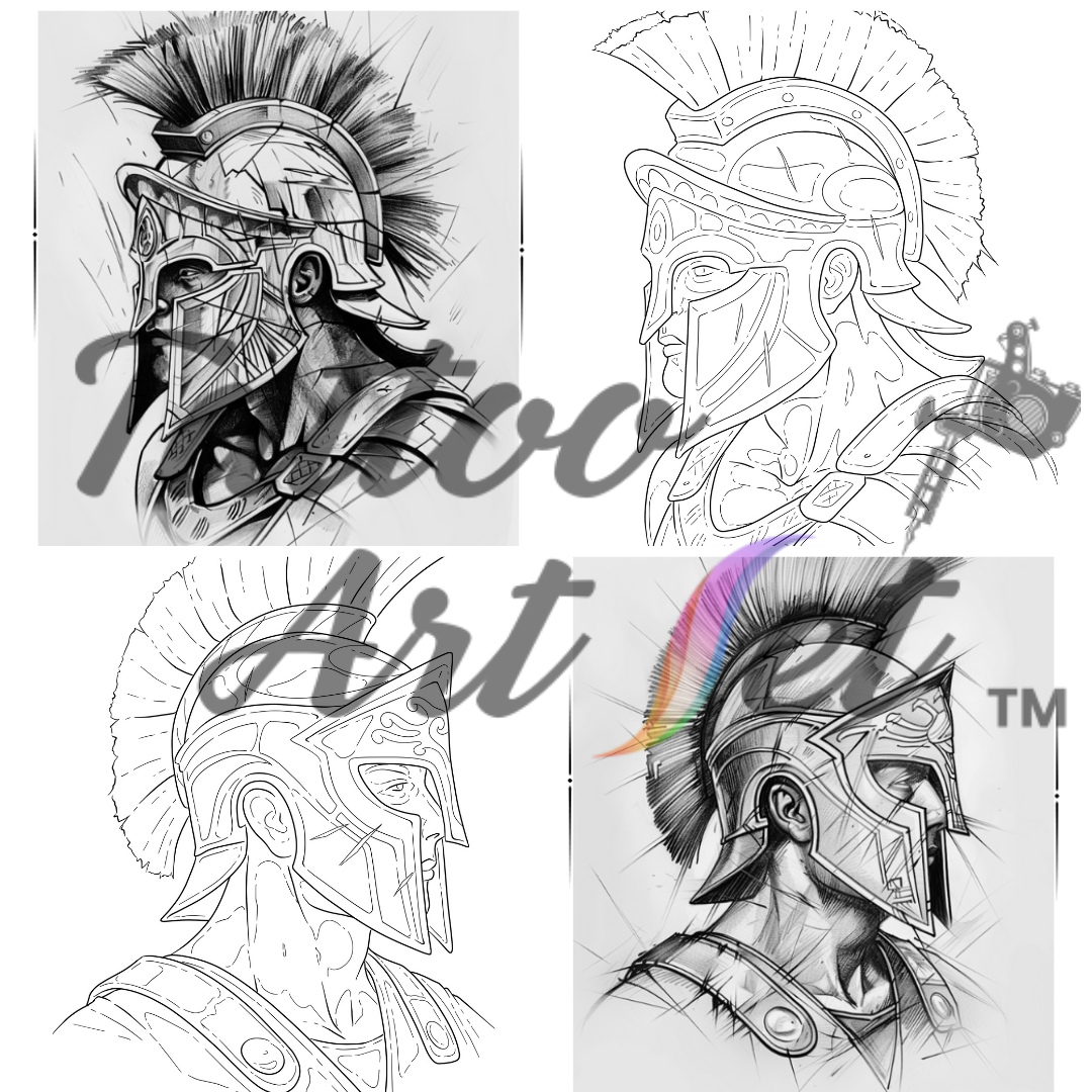 Pochoirs de Tatouage Spartan : Kit de Référence - FR - Tattoo Art Set