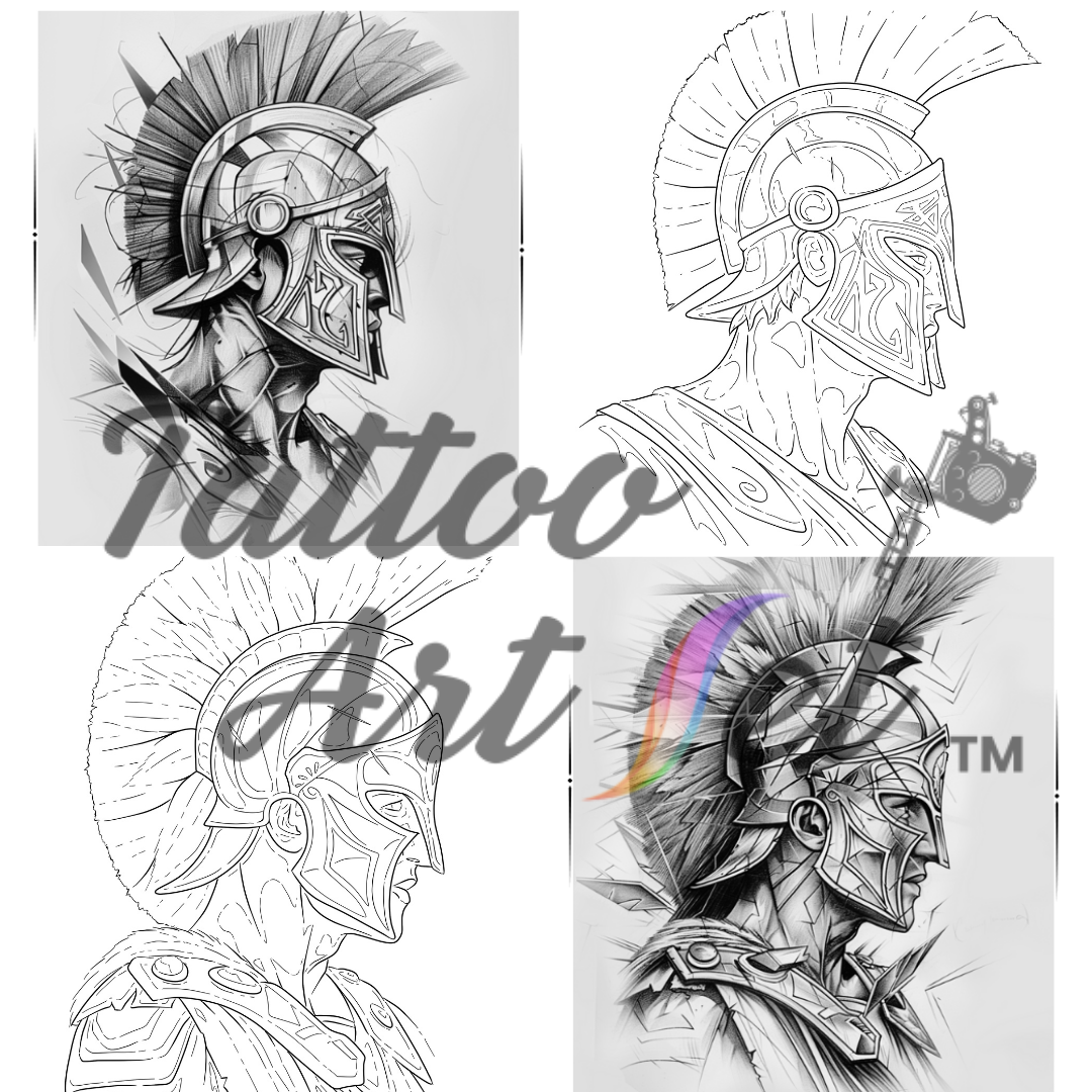 Pochoirs de Tatouage Spartan : Kit de Référence - FR - Tattoo Art Set