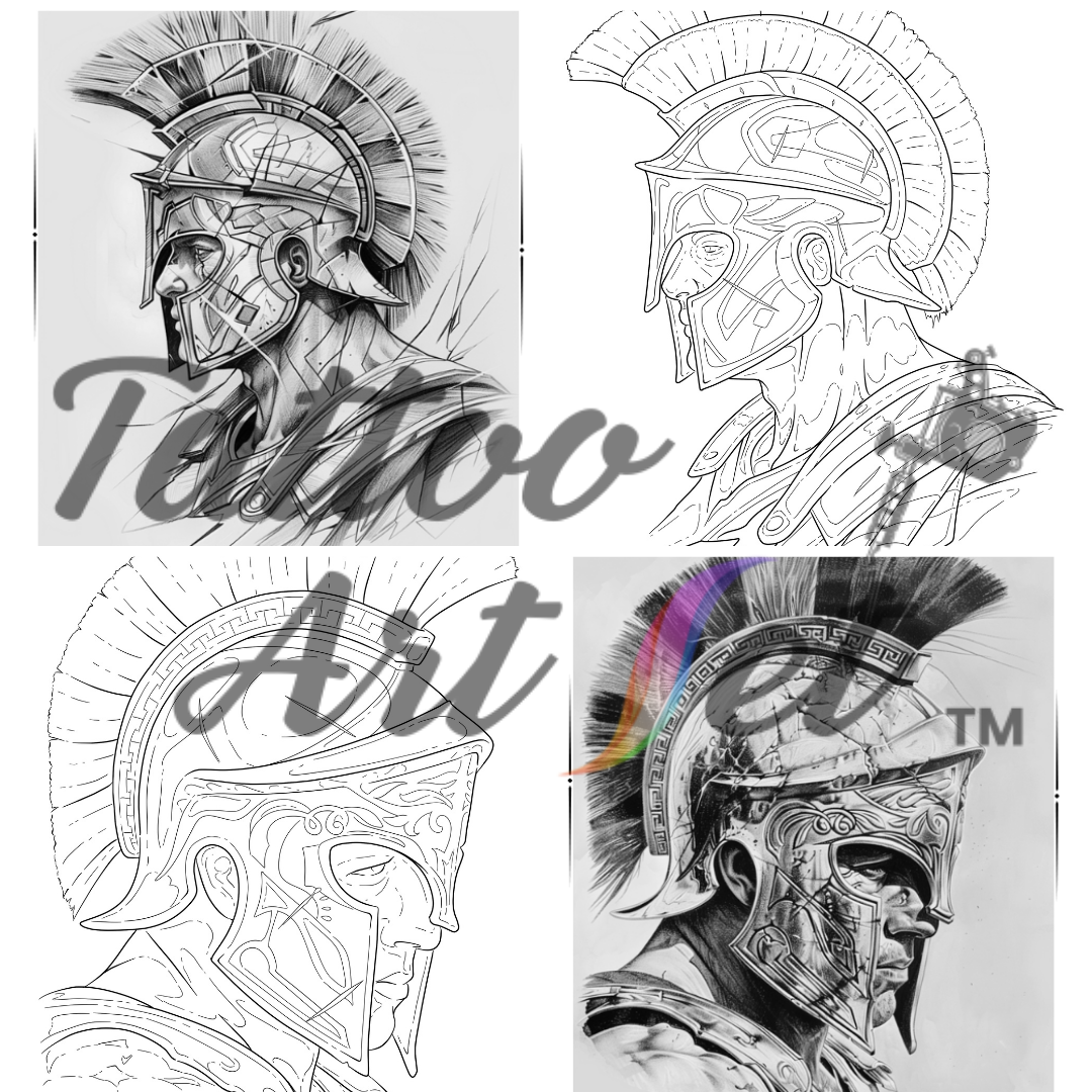 Pochoirs de Tatouage Spartan : Kit de Référence - FR - Tattoo Art Set