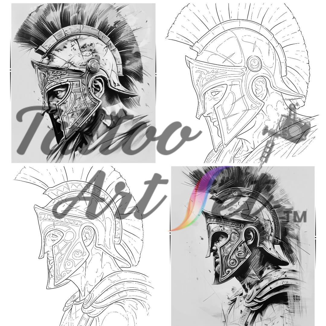 Pochoirs de Tatouage Spartan : Kit de Référence - FR - Tattoo Art Set