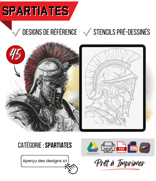 Pochoirs de Tatouage Spartan : Kit de Référence