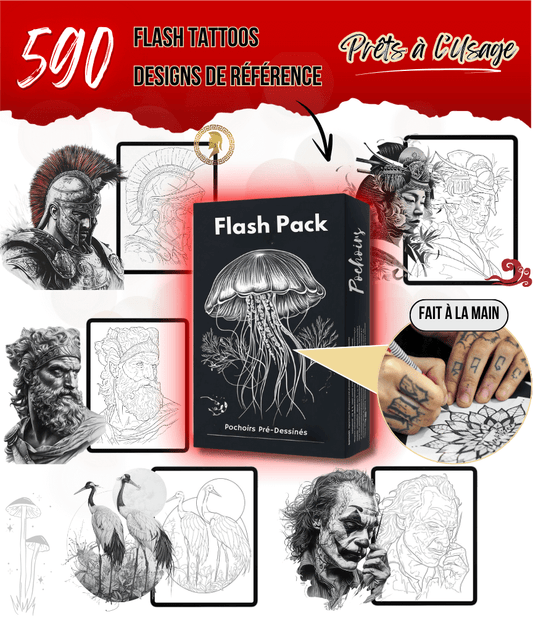 Kit de Référence pour Tatouages - 590 Références et Pochoirs Pré-dessinés à la Main